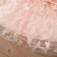 0-3-year-old newborn baby girl summer pink sleeveless lace round neck lace butterfly mesh lovely dress party 6