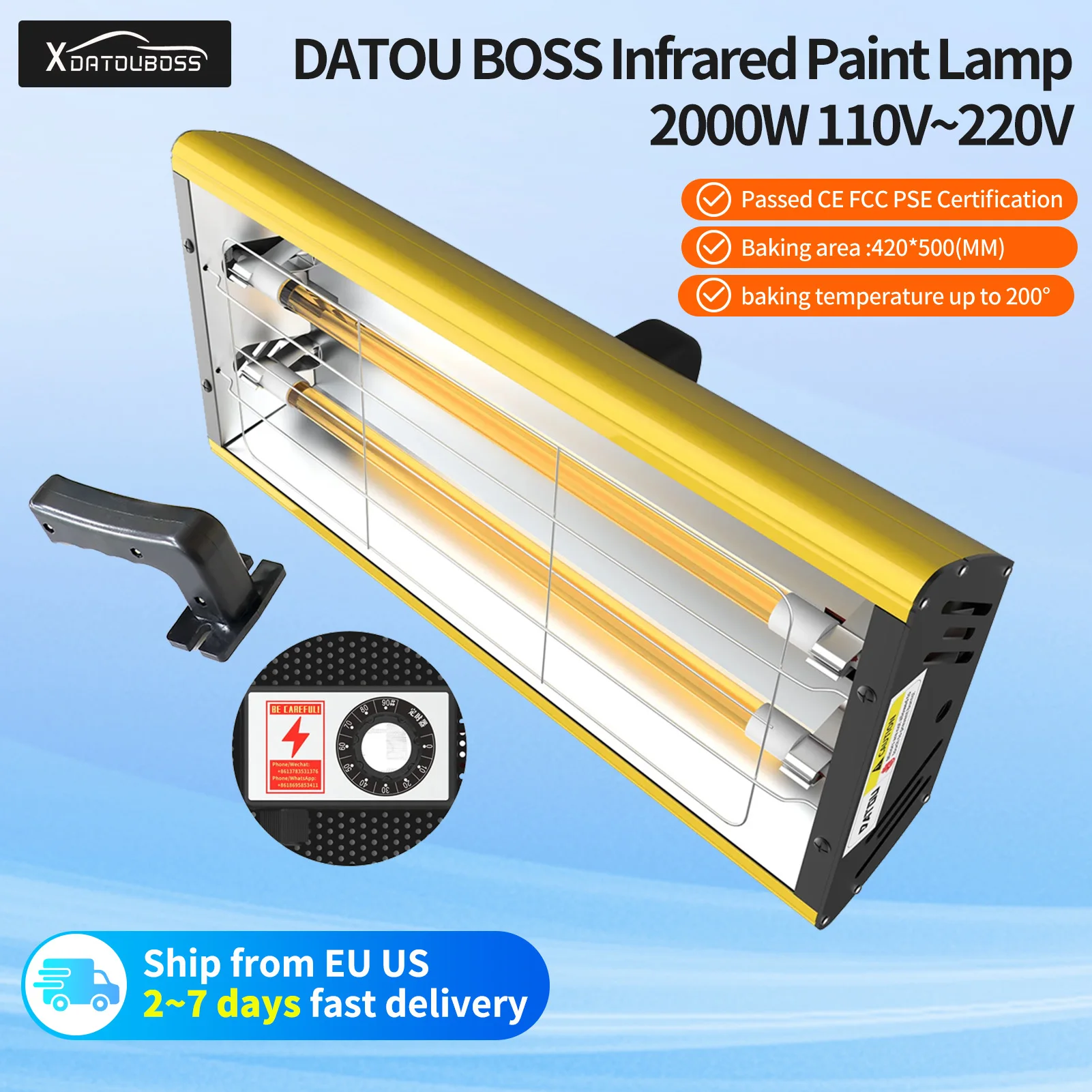 DATOUInfraredPaintCuringLamp2000WShortwaveInfraredHeatLampPaintBoothPaintDrying