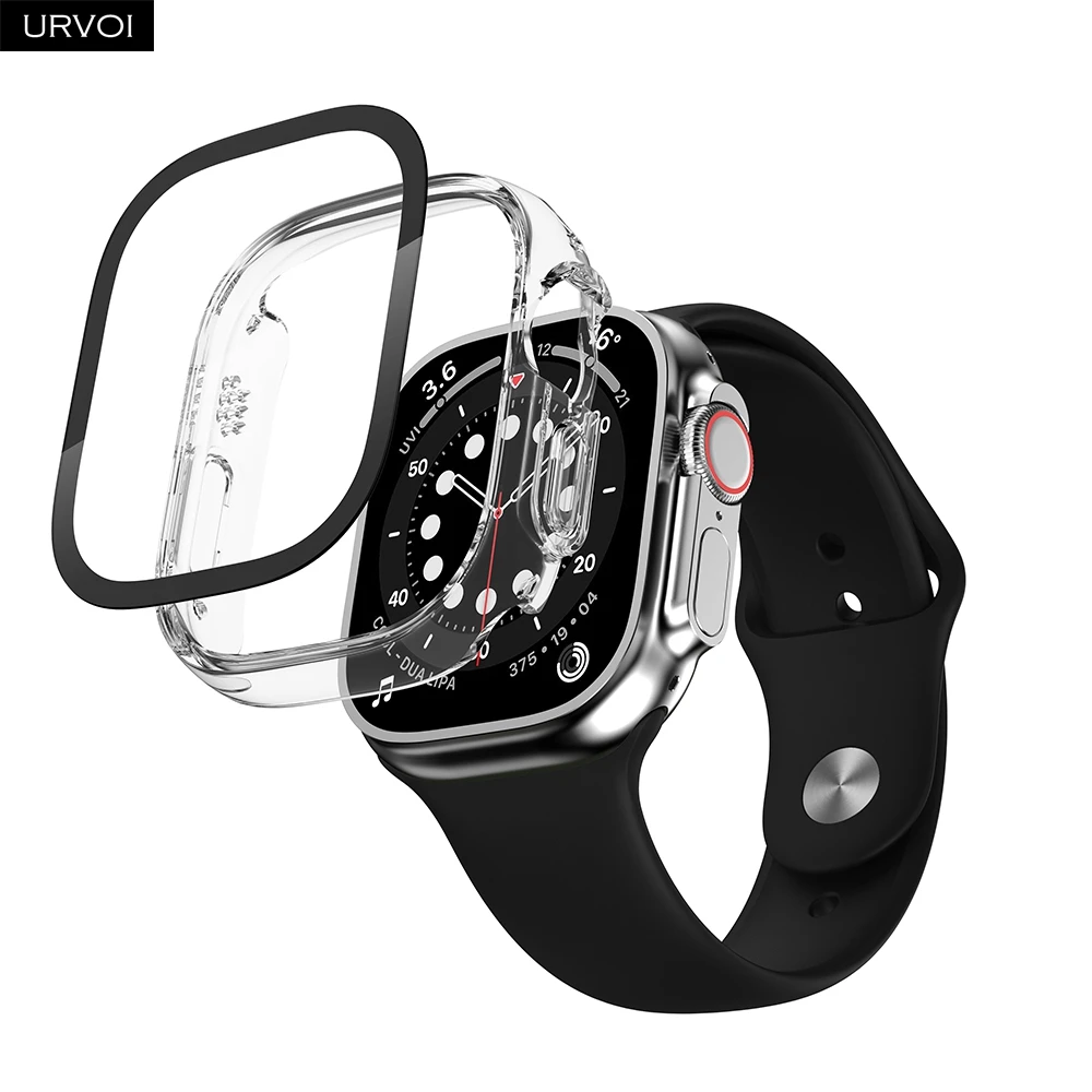 Watch Accessories, Apple Watch Screen Protector Case, PC+Tempered Glass Cover for Apple Watch ultra 1 2