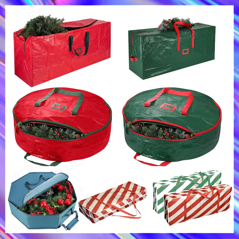 Deluxe Foldable Christmas Tree Storage Bag Wreath Storage Bags Organizer for Storing Christmas Tree Decor Accessories Organizers