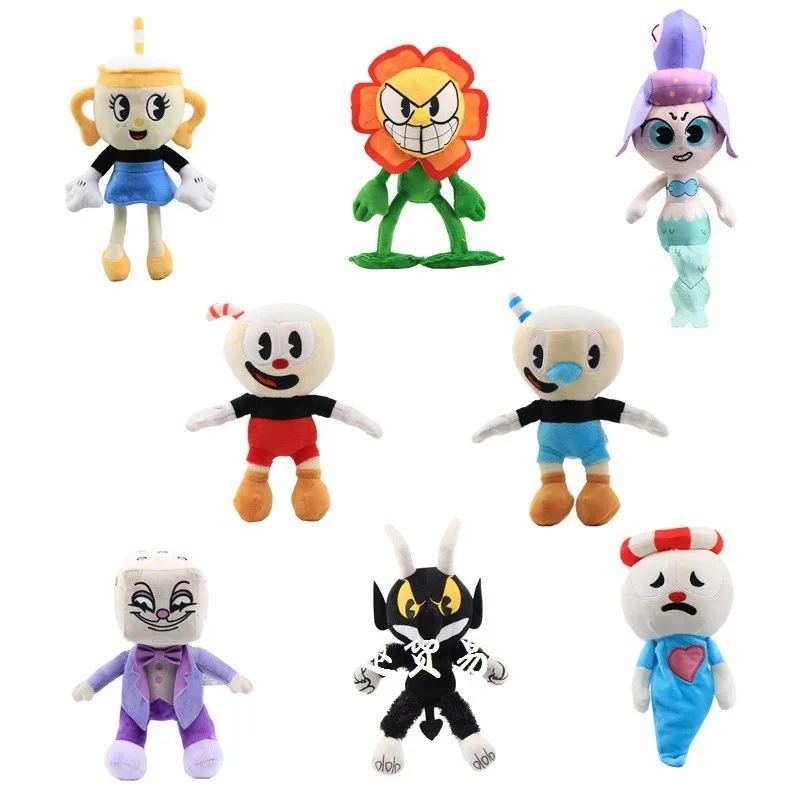 20-36cm Cuphead 인형 악마 보스 킹 주사위 캡틴 호크 게임 주변기기 플러시 장난감 장식 인형 게임 연인 선물