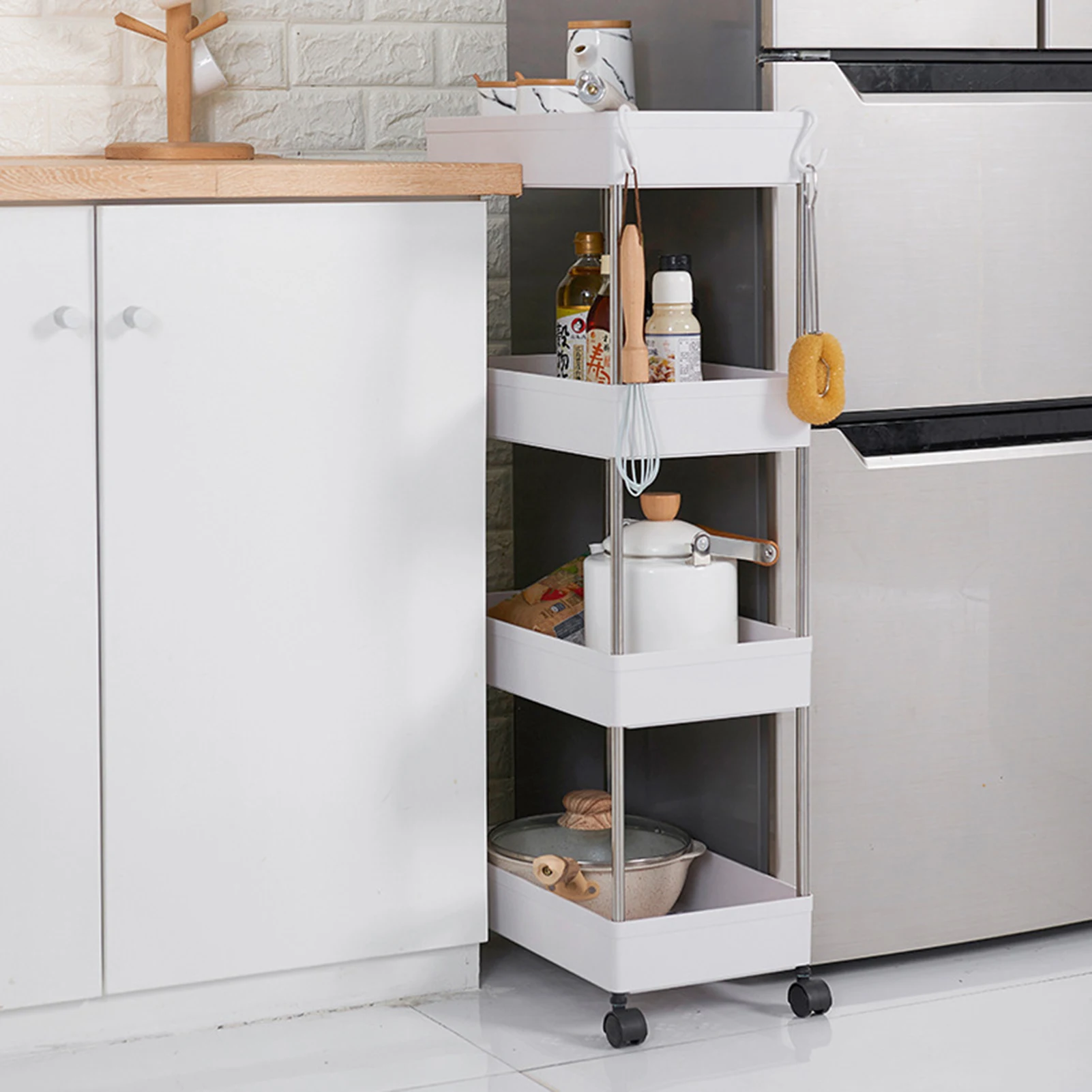 Lifewit Carrito de almacenamiento delgado para baño lavandería cocina  espacio estrecho carrito de almacenamiento deslizante de 4 niveles estante  – Yaxa Store
