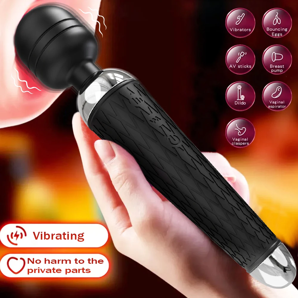 Leistungsstarker AV-Vibrator für Frauen, Klitoris-Stimulator, Nippel, G-Punkt, Zauberstabdildo, weibliche vibrierende Masturbation, Sexspielzeug für Erwachsene