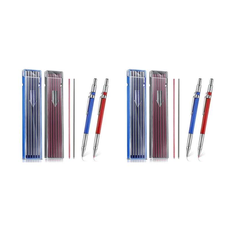 

4 Pcs Streak Welders Pencil With 48 Pcs 2Mm Refills Mechanical Pencil With Built In Sharpener Carpenter Pencils