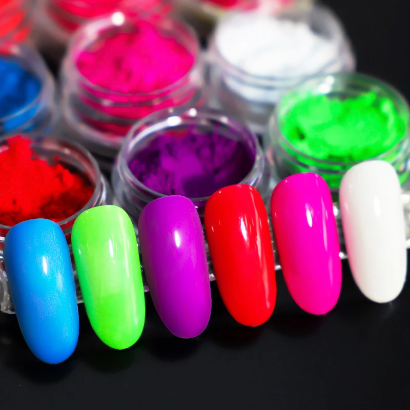 Nail Pigment Powder Glitter Set DIY Gel Polish Manicure Nails Art Decoration Fluorescent Neon Phosphor