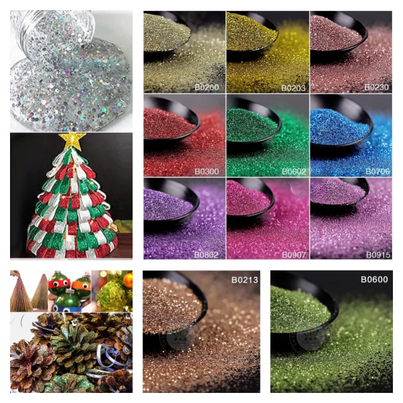 1000g 0.2mm 미세 글리터 파우더 코팅 DIY 크리스마스 트리 선물 가방 인..