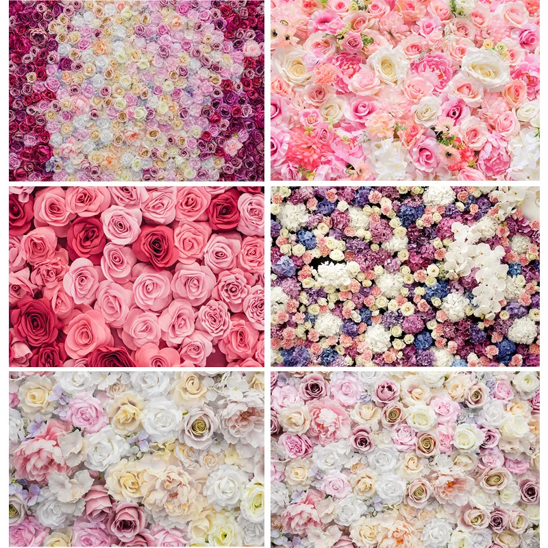 

SHENGYONGBAO Happy valentine's day Photography Backdrops Pink and Red Roses Wall Background Photo Studio Prop YXX-82
