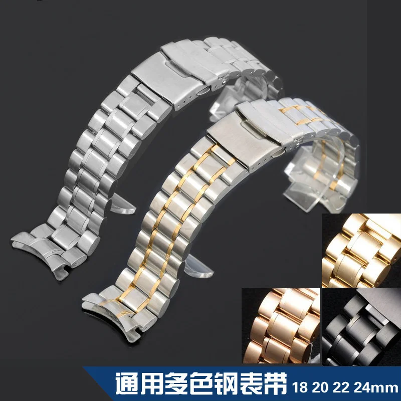 

uhgbsd Universal Smartwatch StainleSS Steel Double Safety Buckle, Arc Mouth, Watch Strap 18 20 22 24mm Unisex Couple