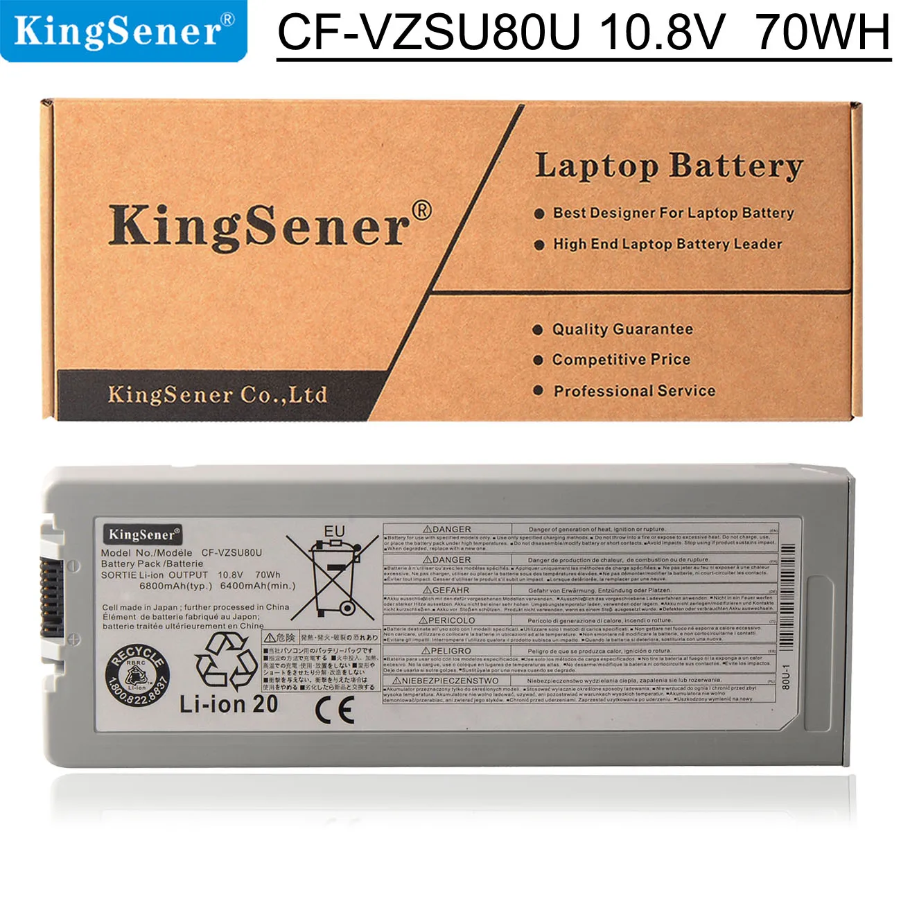 Kingsener Cf-Vzsu80U Batteria Sostitutiva Per Panasonic Toughbook Cf-C2 Cf-Vzsu82U Cf-Vzsu83U Serie 10.8V 70Wh 6000Mah