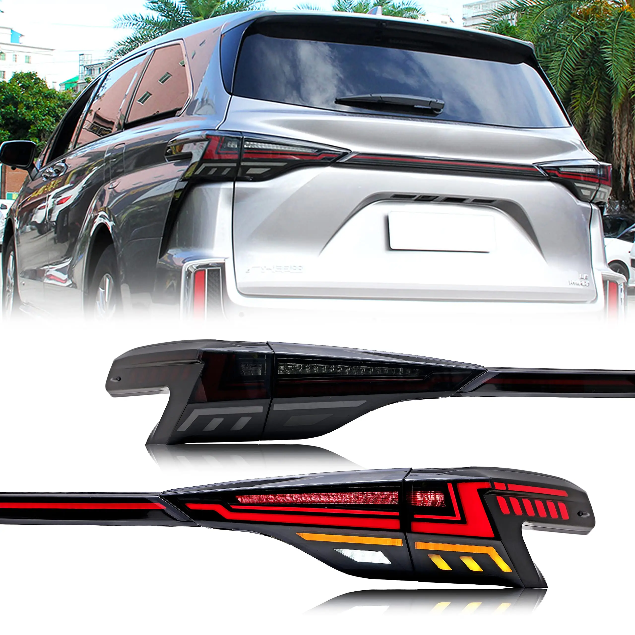 LED Tail Lights & Middle Lamp For Toyota Sienna 2021 2022 2023 With The Start Up Animation Sequential Turn Signal