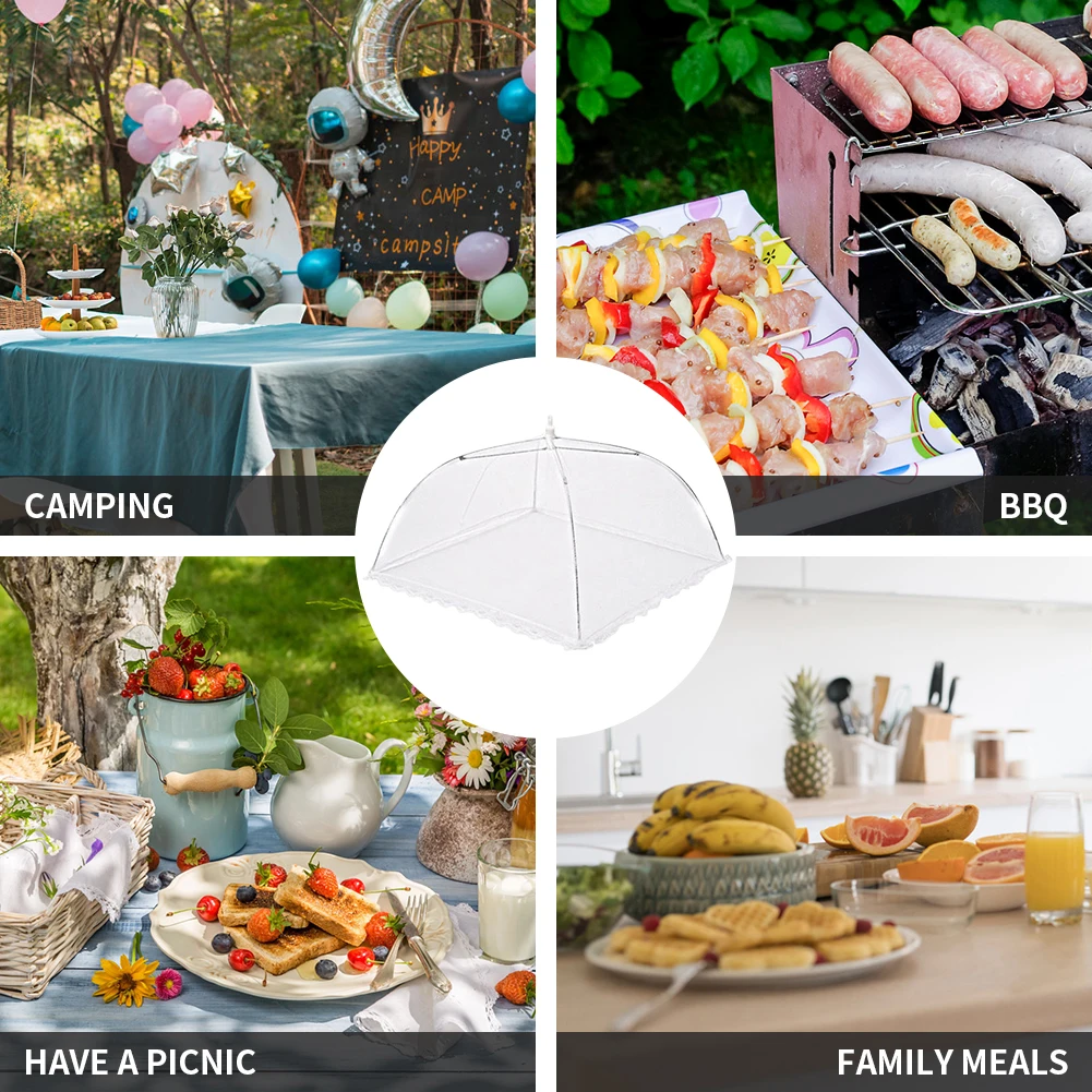 Food Covers Mesh Foldable Kitchen Anti-Fly Mosquito Tent Dome Net Umbrella Picnic Protect Dish Cover Kitchen Gadgets Tool 1 2pcs food cover