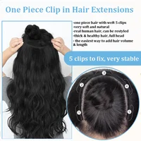 Clip en une seule pièce droite 10 pouces avec 5clips Extension de cheveux humains brésilien Remy postiche pince dans les Extensions de cheveux naturel 3
