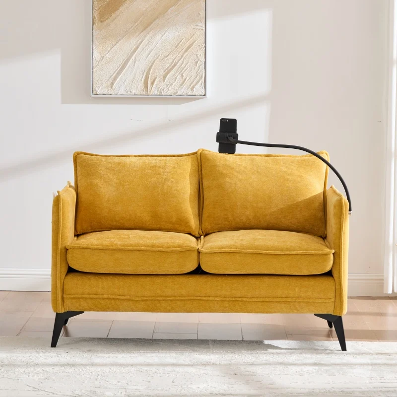Kleines Stoffsofa, moderne, bequeme Couches mit Seitentasche, 2-Sitzer-Sofa für Wohnzimmer, Schlafzimmer und kleine Räume – Detail 8