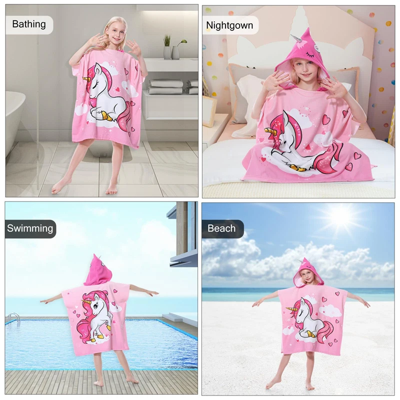 0-5Years Baby Cartoon Bath Child Kid Hooded Cloak Bathrobe Towel Cotton Beach Towel Baby Children Cartoon Bath Towel Robes 5