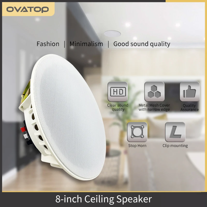 

CVC6X 8 inch Ceiling Speaker Passive Roof Speaker Stereo Sound Frameless Narrow Edge Shell Woofer Speaker