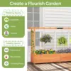 Raised Garden Bed with Trellis, 2 Pack Freestanding Wood Planter Box w/Hanging Roof & 8 Drainage Holes for Vine Climbing 6