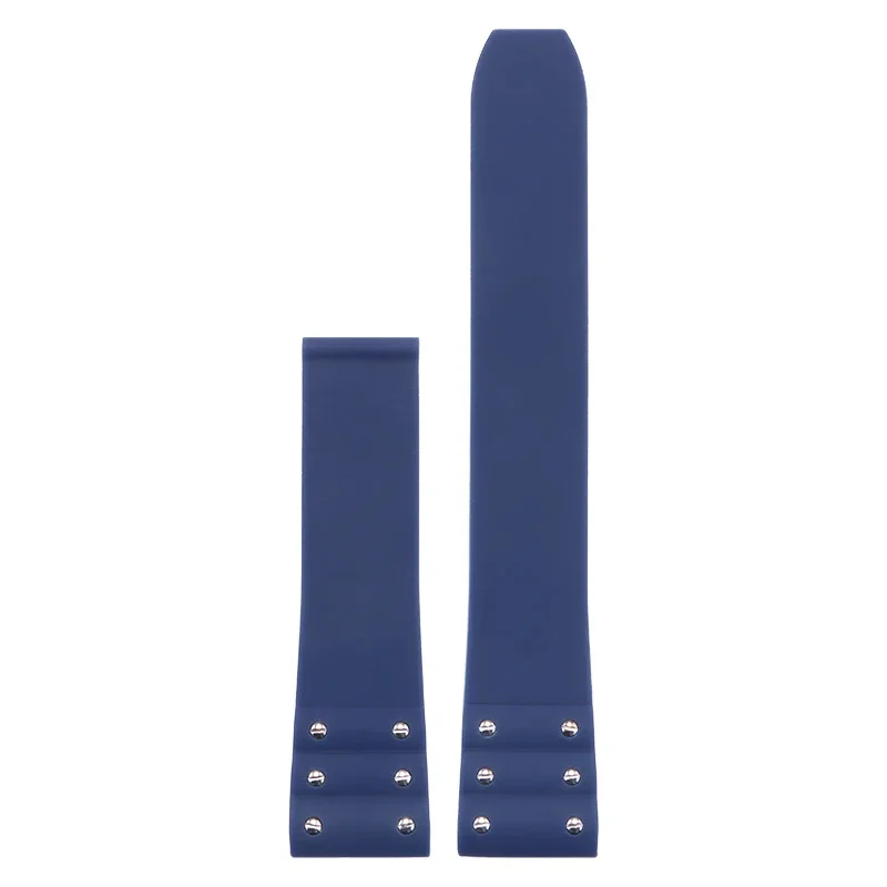 Premium Waterproof Silicone Watchband - Black & Blue with Folding Buckle, 21mm