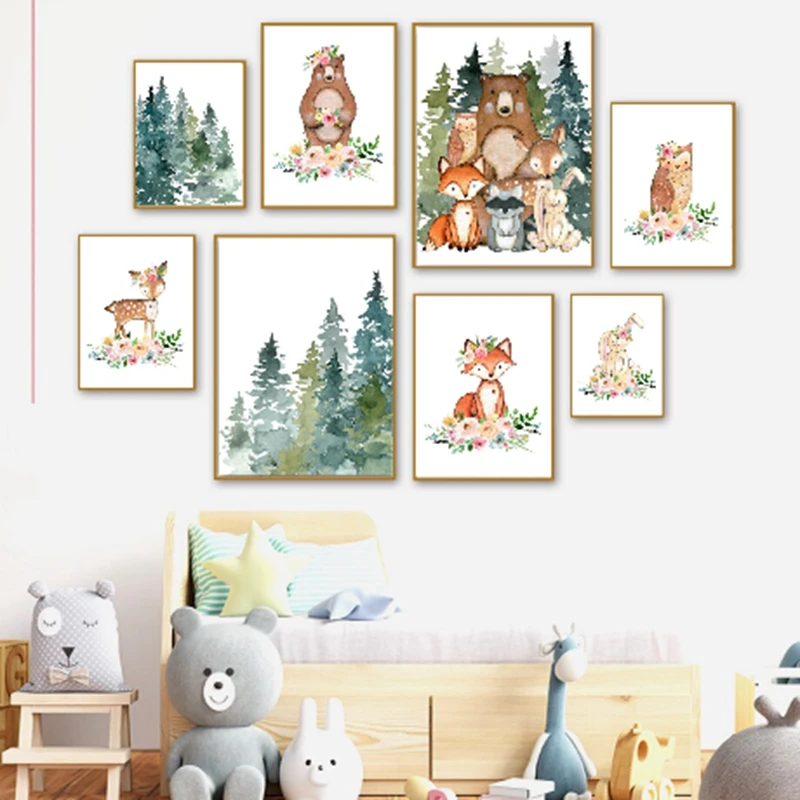 Póster De Animales De Tigre De León Lindo Para Bebé Habitación Nórdica