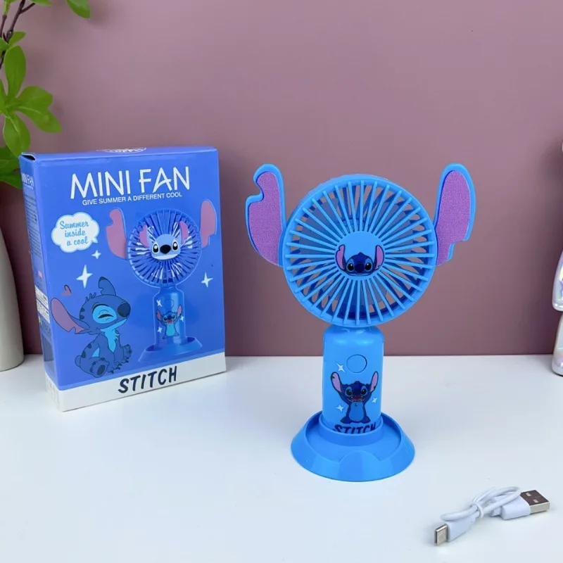 Mini wentylator Lilo i Stitch, nowy, kawaii, akcesoria do anime, ładowanie USB, świecący wentylator ręczny, słodkie kawaii prezenty i zabawki dla dzieci.