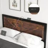Led Bed Frame Queen/Full/King Size with Charging Station, Industrial Platform Bed Frame with Rustic Barn Door Wood Headboard 4