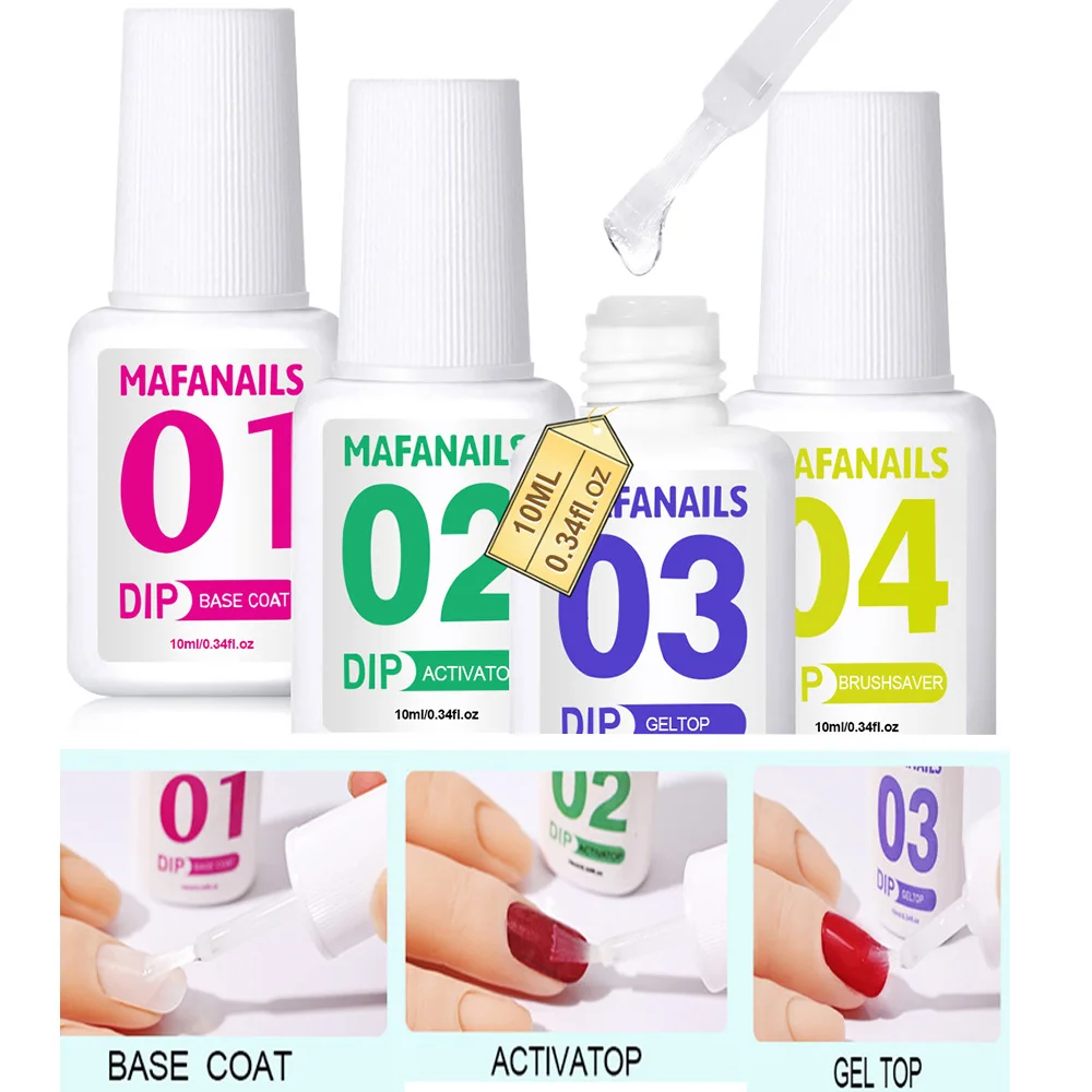 

Net10ml Dipping Powder System Liquid Gel 4Jars(Base Coat/ Activator/Top/ Activator Glitter Powder Gel Without UV Lamp Clear Gel
