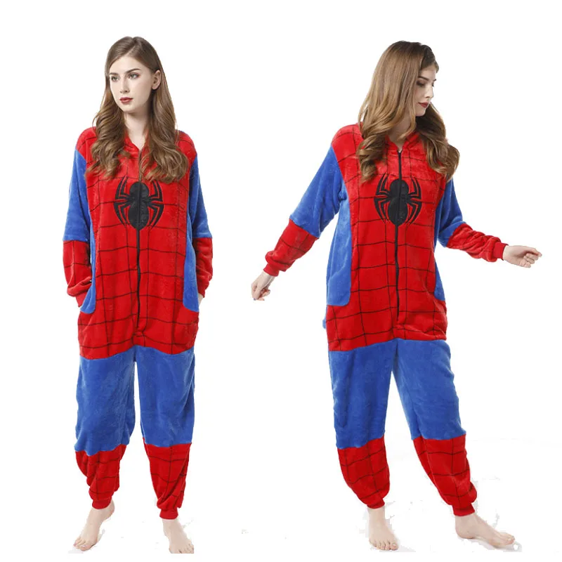 Pijama de Spiderman con capucha para hombre mujer, mono de lana de superhéroe, ropa de dormir cálida de para adultos y niños, Invierno _ AliExpress Mobile