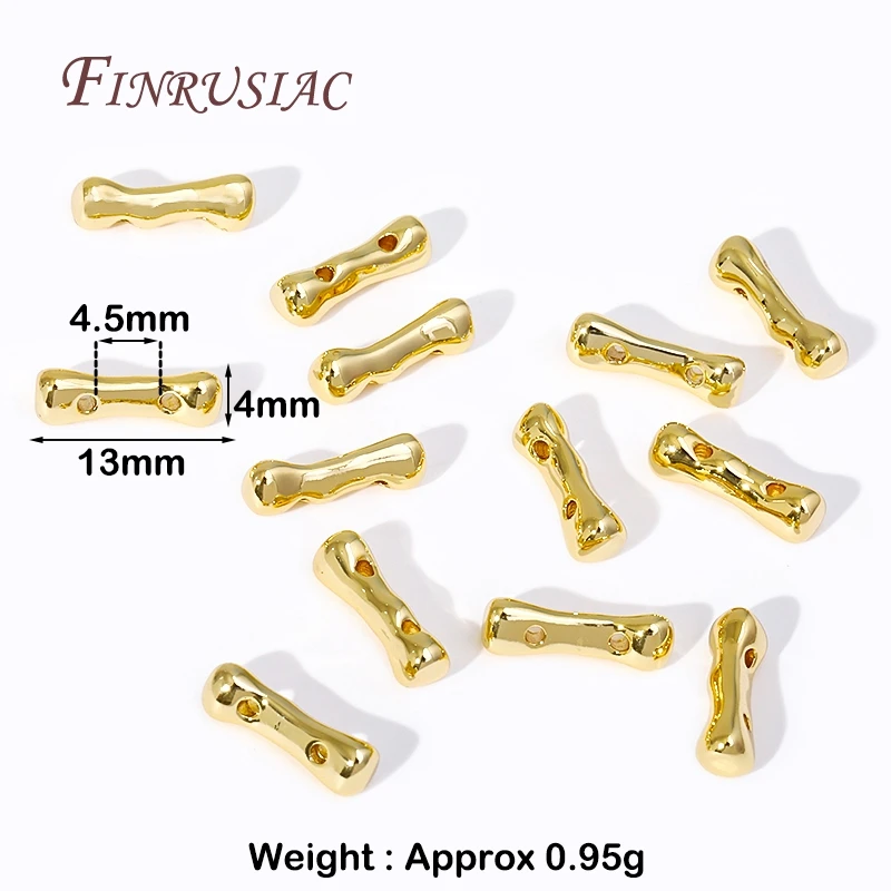 18K altın kaplama 2 delik ayırıcılar barlar, düzensiz şekil çıta, el yapımı dekoratif DIY boncuk takı malzemeleri