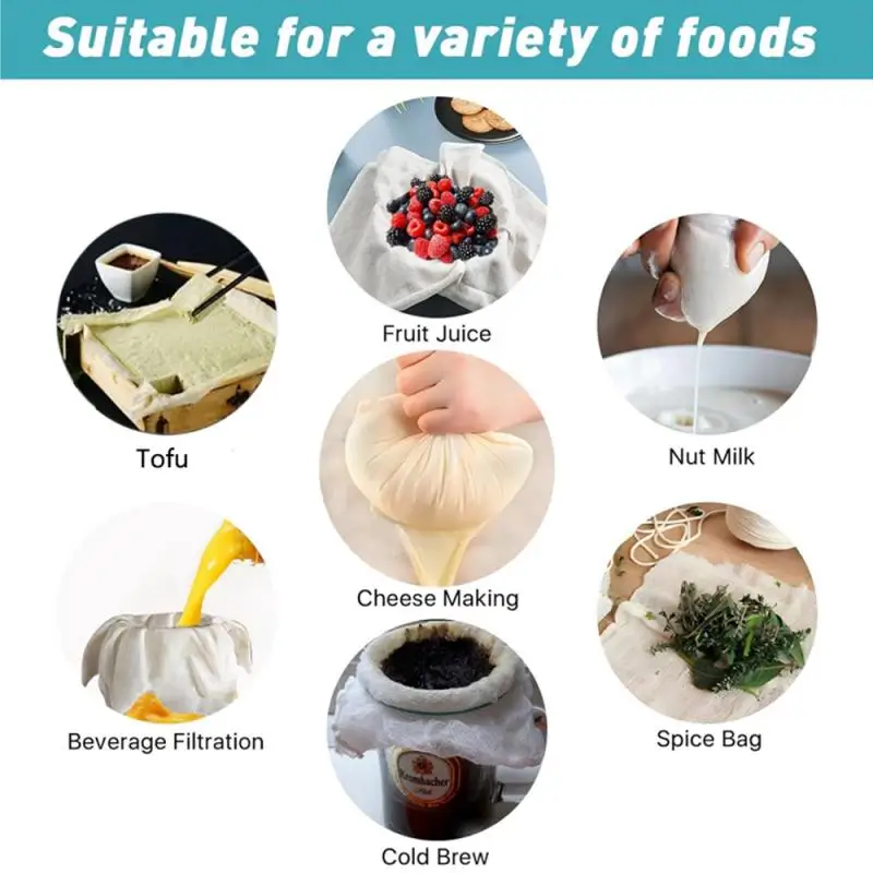 Absorbent Filter Cloth Square Locking Edge Beancurd Cloth Cheese Soybean Milk Filtration Edible Filter Gauze Steamer Mat 1~5pcs