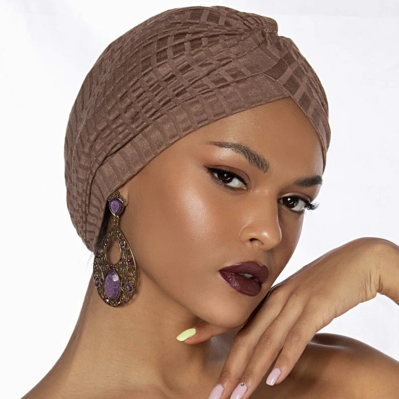 

Breathable Ladies Head Wraps Fashion India Hat Soild Color Turban Cap Muslim Inner Hijab Female Bonnet