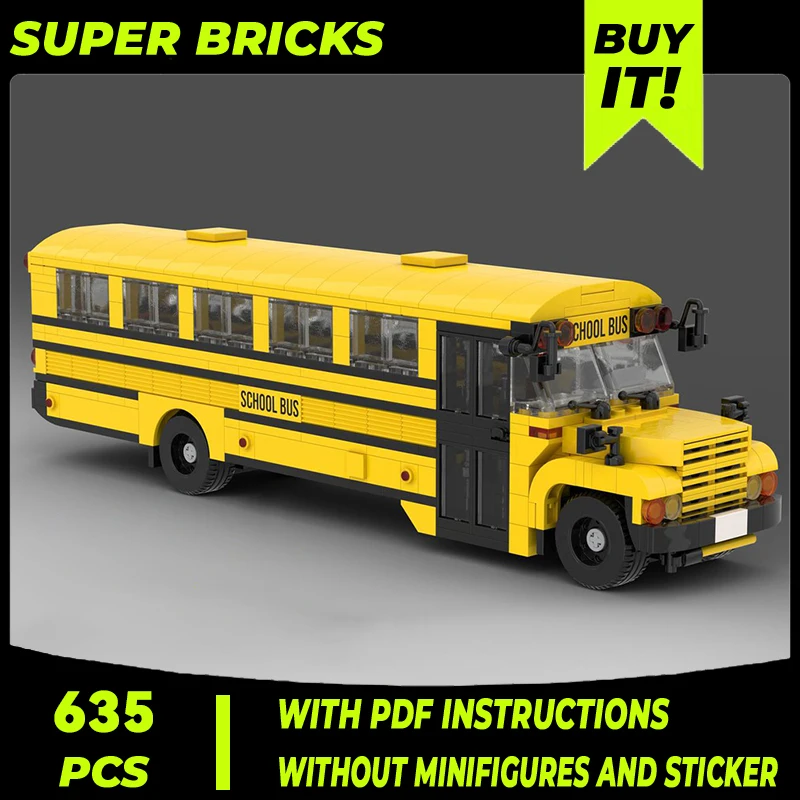 

City Traffic Vehicle Car Model Moc Building Bricks School Bus Technology Modular Blocks Gifts Christmas Toys DIY Sets Assembly