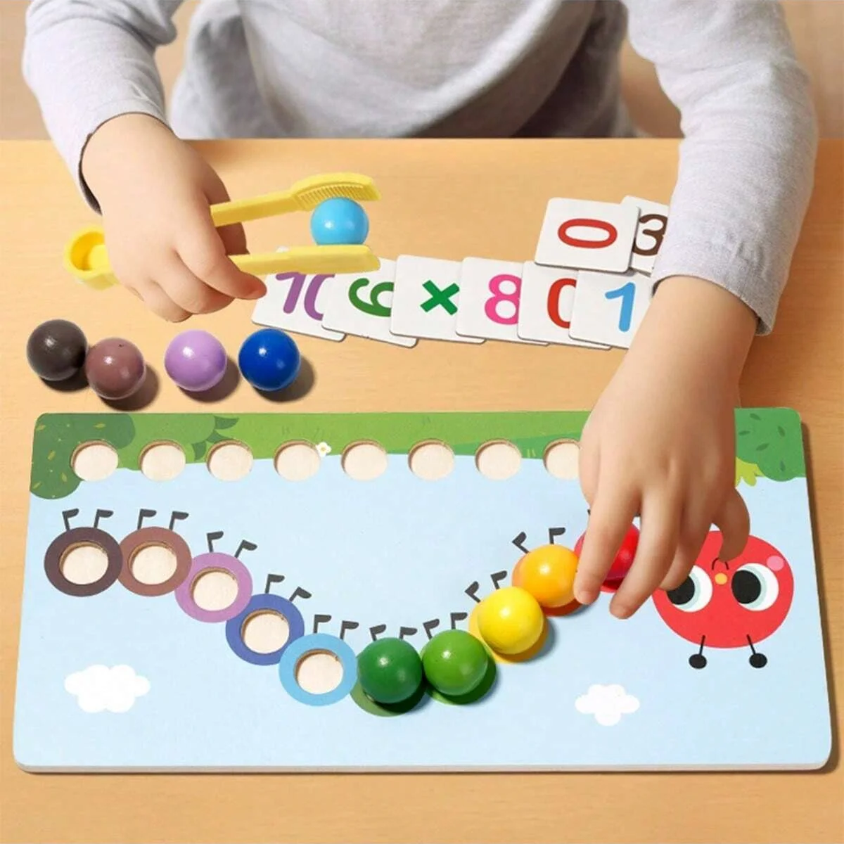 Bead Arithmetic Toy Wooden Puzzle Parent-Child Interactive Game Children Educational Digital Toys Color Matching Game