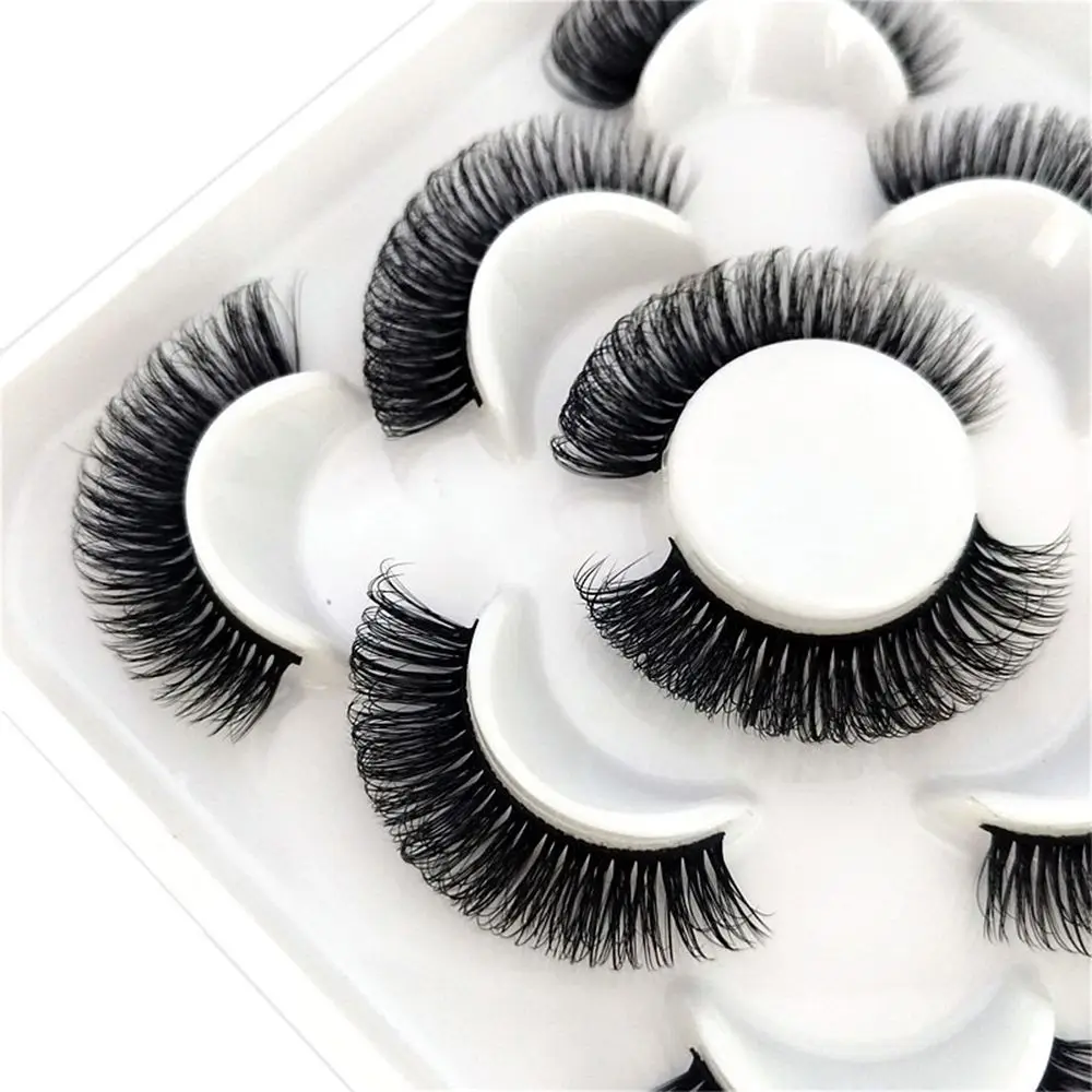 

New 5 Pairs 3D Mink False Eyelashes D D Curl Fluffy Wispy Short Lashes Eyelash Extension Mix Style Handmade Cruelty-free Tools