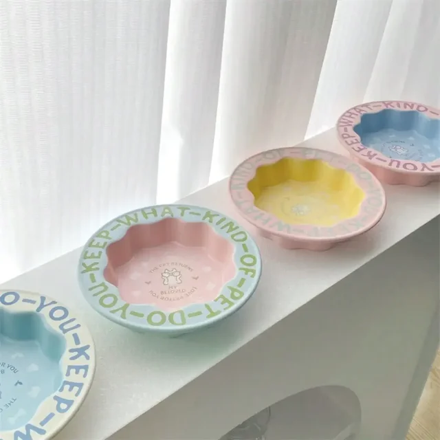 1pc 270ml Ceramic Lace Cat Bowl For Cat Food And Water, Anti-Overflow Design For Pet Supplies 6