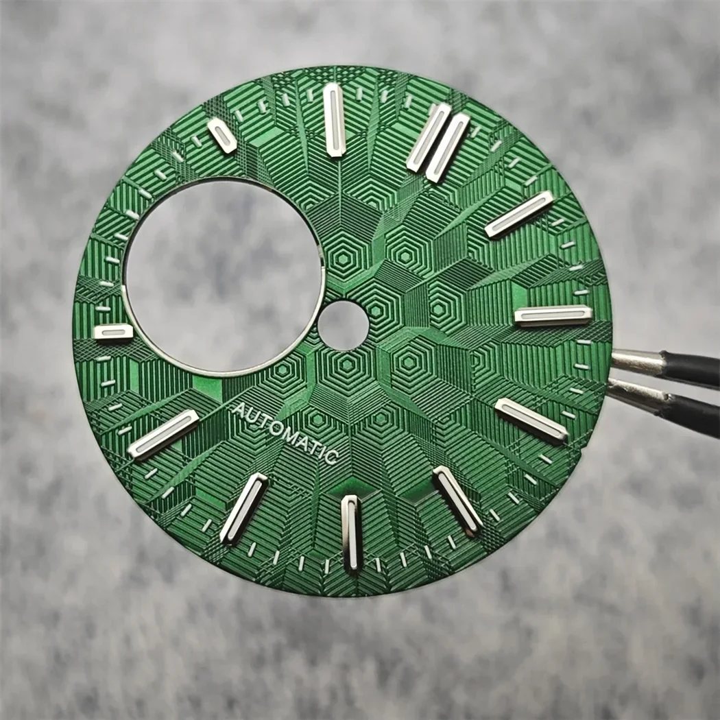 NH38 Dial 28.5mm Watch Dial Green Luminous Diving Watch Faces for NH38/NH34 Movement Modification Accessories