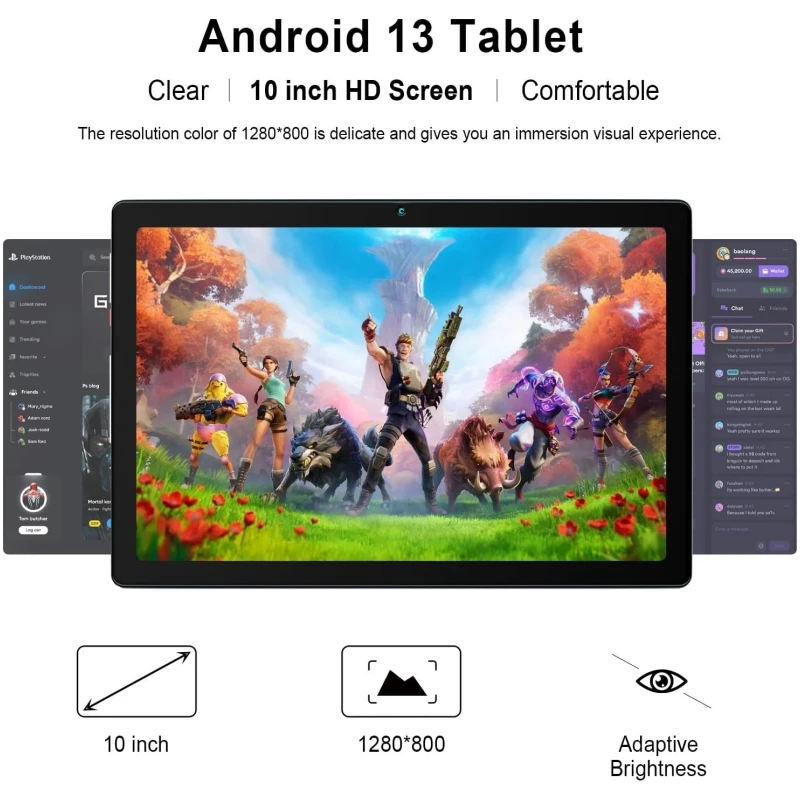 Top Sales 10.1 Inch Android 13 Tablet 2GB RAM 64GB ROM SC7731 Quad-Core 1280 x 800 IPS Dual Camera 5000mAh Type-C 5