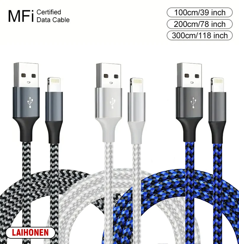 1M 2M 3M USB A To Lightning MFi Certified Cable thumbnail 7