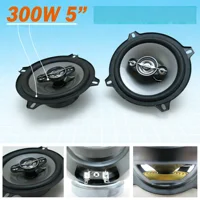 Two 5-inch 300W dual-channel car HIFI coaxial speakers, full-range stereo sound, 4.0 surround sound, 36V safe voltage. 5