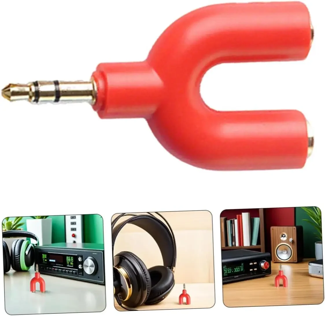 2팩 헤드셋 분배기 어댑터, U자형 3.5mm 4극 남성-2 x 3극 여성 헤드폰 Y 분배기 (오디오 스테레오 헤드폰용)