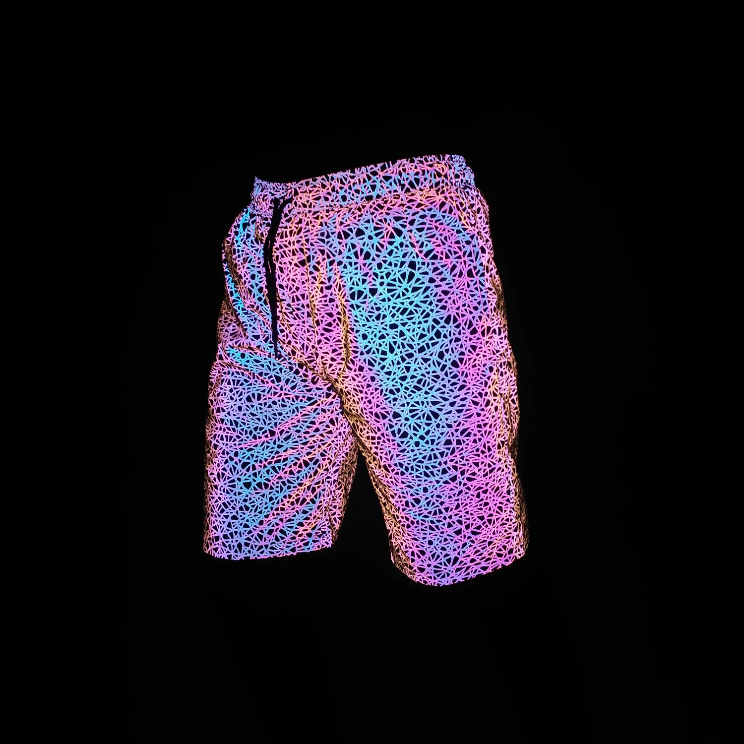 Rainbow Color Hip Hop Reflective Shorts Mens Outdoor Sports Casual Shiny Short Pants Night Reflect Light Bermuda Masculina 3