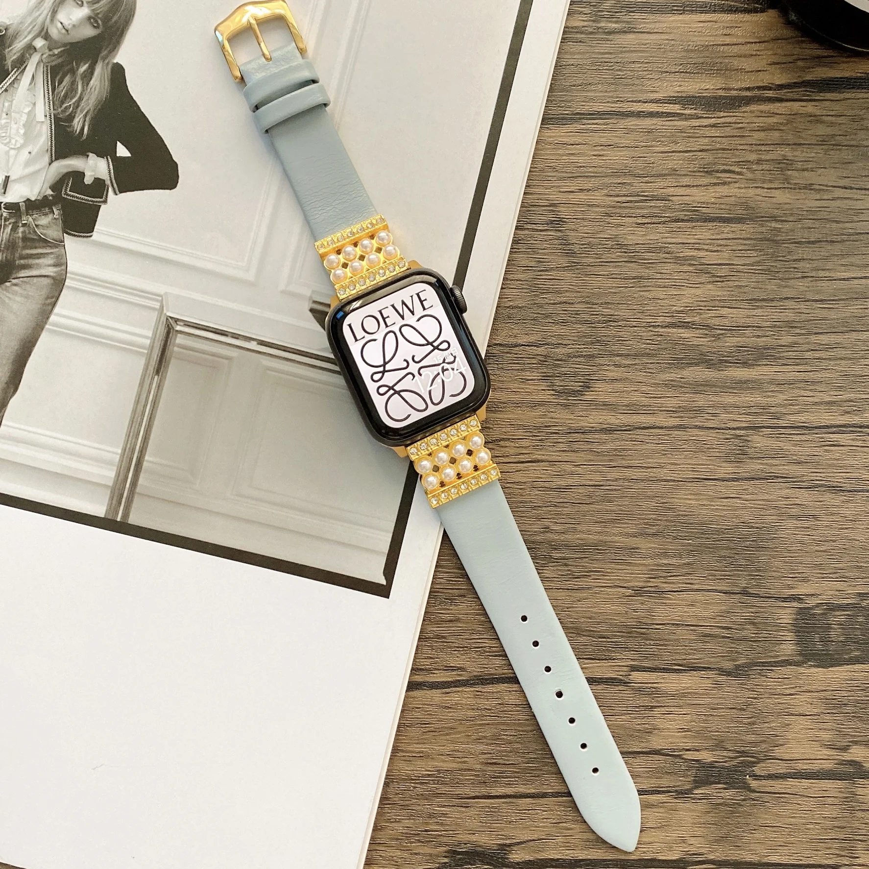 

Leather and Jewelry Strap For Apple watch Ultra 49mm 8 7 45mm 41mm smart watch wristband For iwatch 6 5 4 3 SE 44mm 40mm 44mm
