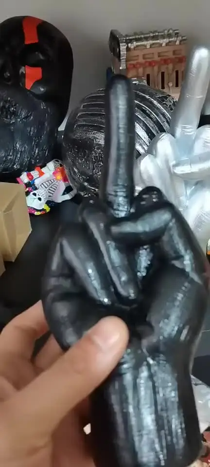 Statua Del Dito Medio In Resina Nera, 20 Cm, Ornamento Da Scrivania Divertente Per Ufficio E Regalo