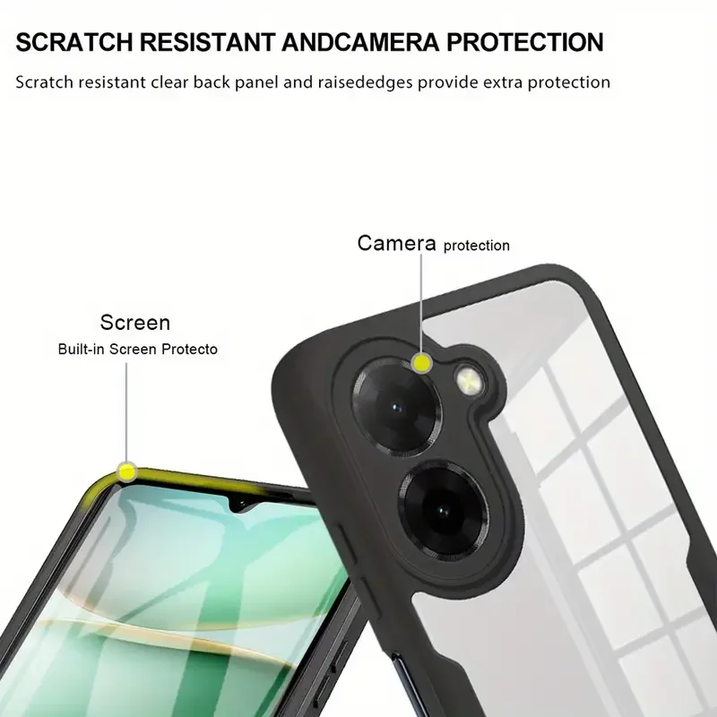 Transparent Dual Layer Shockproof Phone Case - Durable PC+PET Hybrid Cover Shell (6.88)