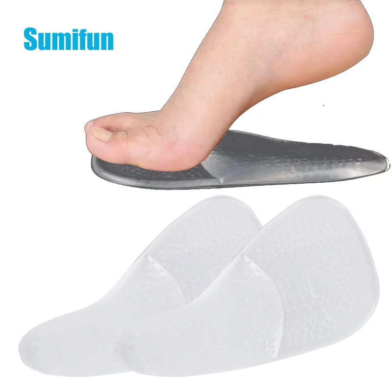 2Pcs/Pair Silicone Gel Orthopedic Insoles Women High Heel Shoes Flat Foot Arch Support Pads Shoe Inserts Transparent Insole 2pcs pair creative cactus shaped metal bookends book support stand desk organizer storage book holder shelf