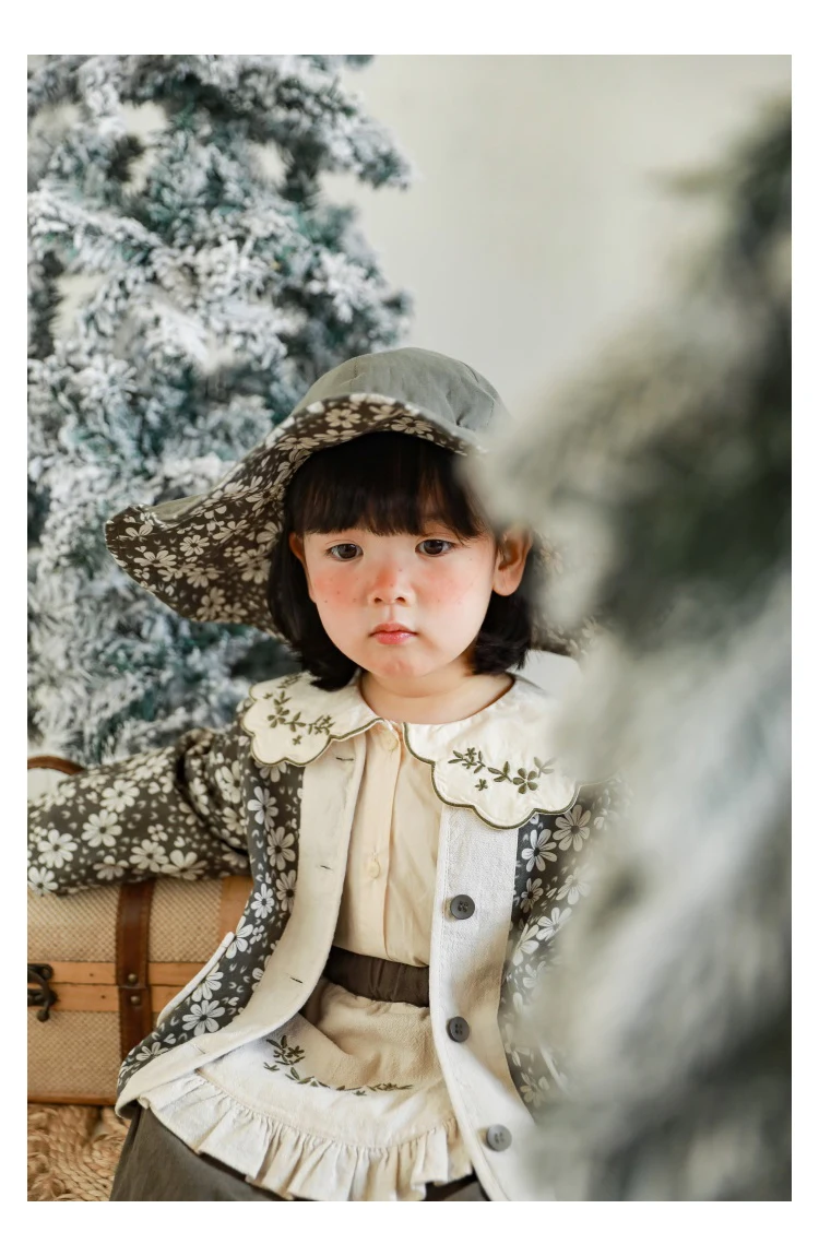 pajamas for baby girl Girls Spring Pastoral Style Knitted Sweater Cardigan Jacket Children Floral Dress Kids Skirt Leisure Pants baby suit
