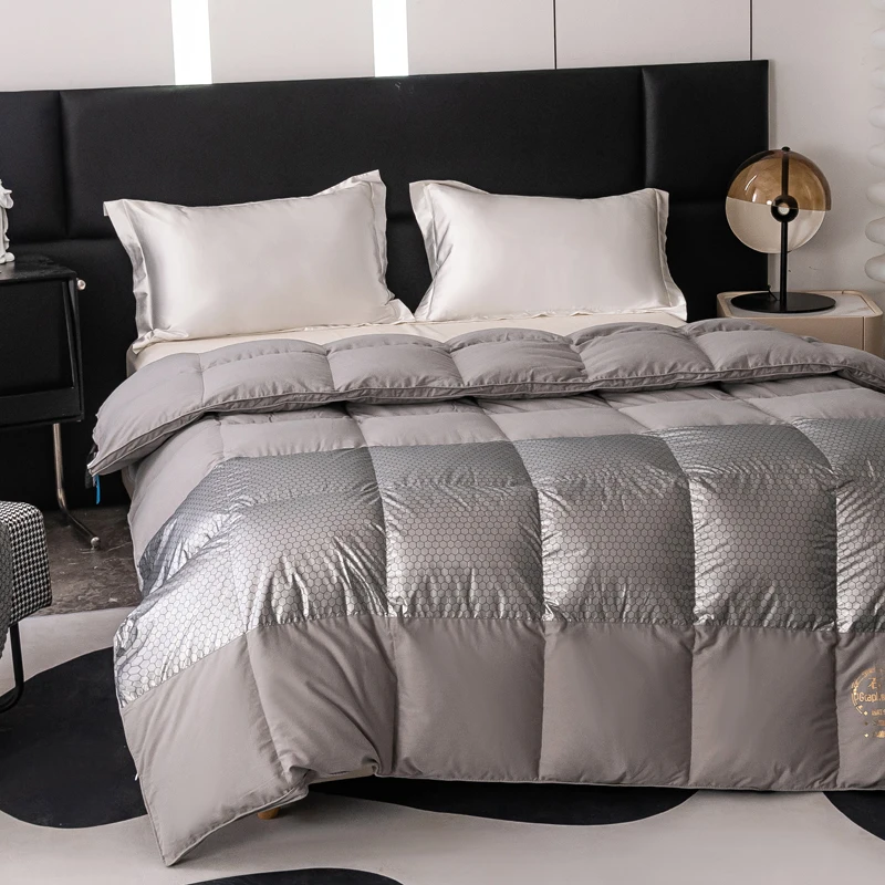 European Winter Goose Down Comforter Self Heating Graphene Duvet Patchwork  Edredon Home Linen Black Technology Warm Grey Thicken - AliExpress