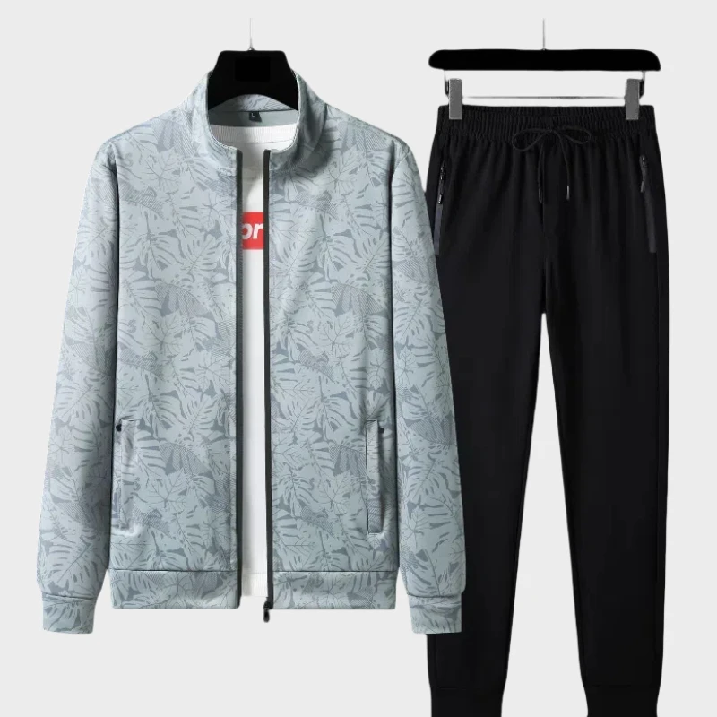 

7XL Large Spring Two Piece Youth Sports Set Men's Casual Loose Sweatwear Cardigan Long sleeved Coat Set
