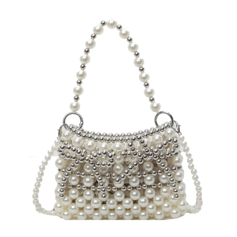 thumbnail image 1 of Bolsos de hombro de moda con diseño de perlas ahuecados, bolsos cruzados ligeros de lujo de gran oferta 2024 para mujer, bolsas femeninas de tendencia, 1 of 5