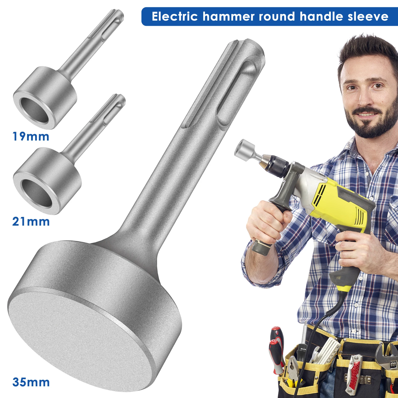 Protoiya Ground Rod Driver 85mm Heavy Duty Steel Drill Bit Driver Wear Resistant Wide Compatibility Bits Socket Rotary Hammer Grounding Rods Style 01