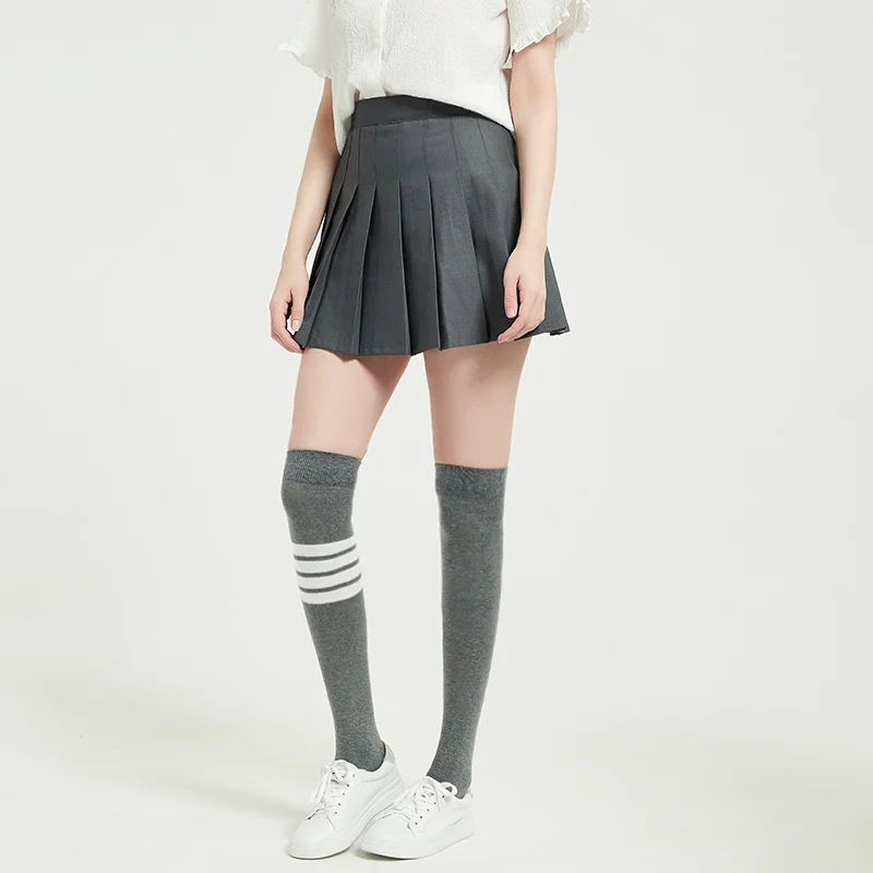 

TB pleated high waist a-line short college style skirt women's autumn and winter suit to send socks