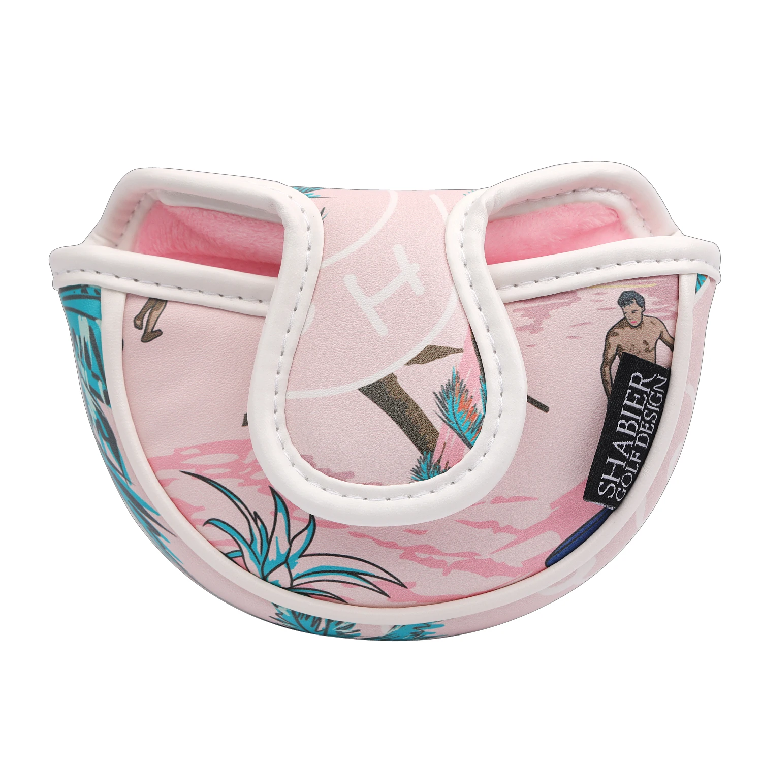 Premium Mallet Putter Cover - Waterproof Tropical Design w/ Magnetic Closure, Plush Lined Golf Headcover PU Leather